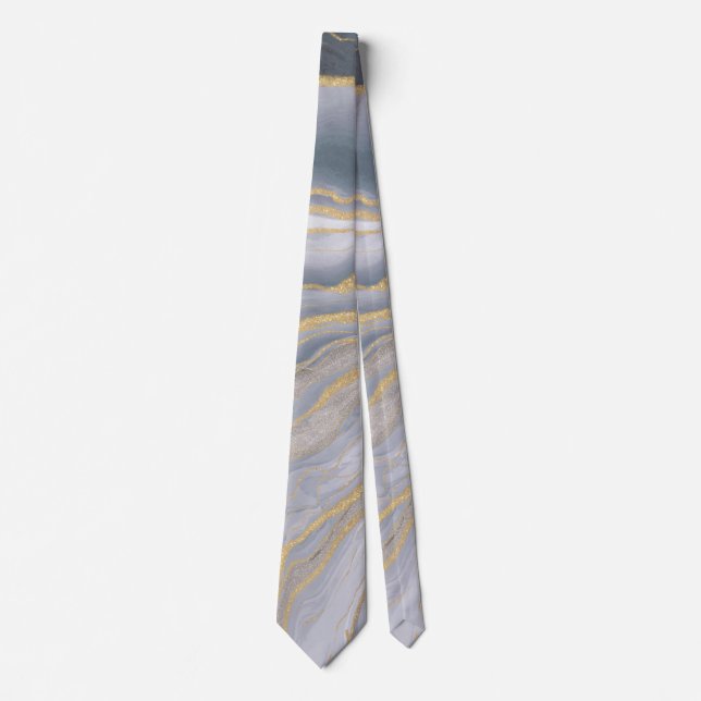 Corbata Pintado Líquido De Aceite De Oro Gris (Anverso)