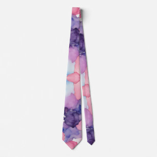 Corbata Pintar color azul morado rosa de color de agua fus