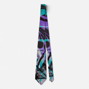 Corbata Pintes morados y Verde azulados negros