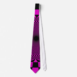 Corbata Pintura abstracta funky retro rosa negro