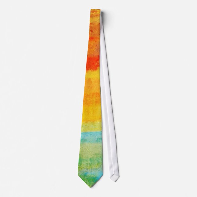 Corbata Pintura abstracta verde naranja amarillo rojo (Anverso)