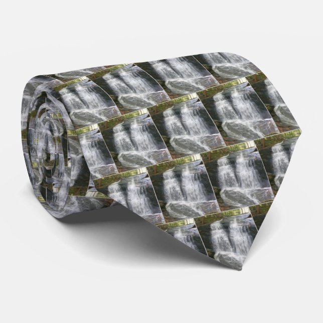 Corbata Pintura al óleo de hermosa cascada (Enrollado)