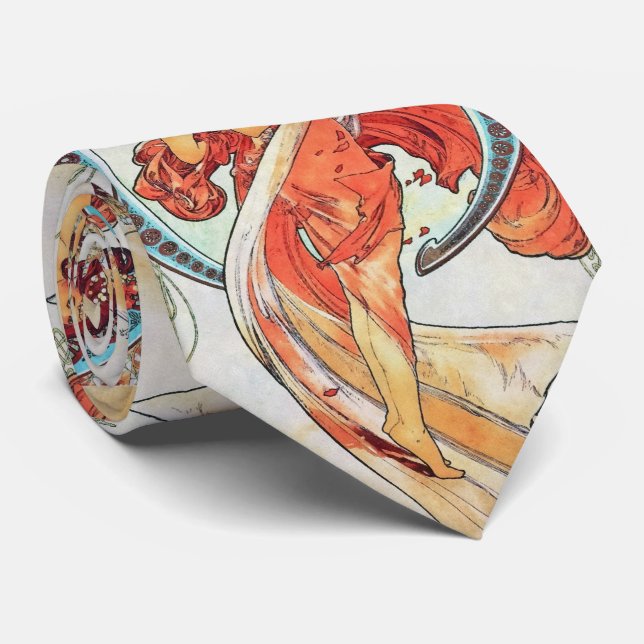 Corbata Pintura Art Nouveau de Alphonse Mucha Dance (Enrollado)