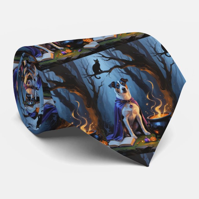 Corbata Pintura caprichosa de Halloween de perro Blue Heel (Enrollado)