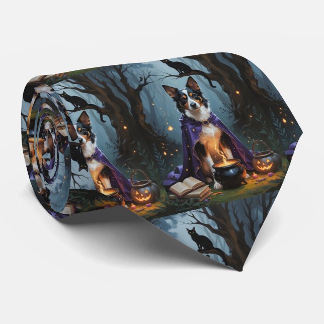 Corbata Pintura caprichosa de Halloween del perro Kelpie a (Enrollado)