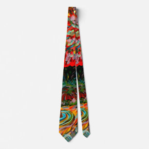 Corbata Pintura Colorida De Árboles Y Río