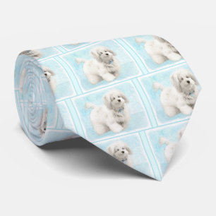 Corbata Pintura de algodón de tulear - Arte de perro origi