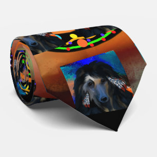 Corbata Pintura de arte de galgo afgano Kokopelli