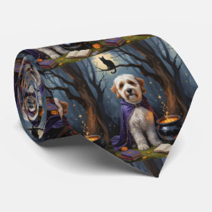 Corbata Pintura de Bernedoodle Dog Whimsical Halloween