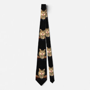 Corbata Pintura de gato loco - Arte de gato original lindo
