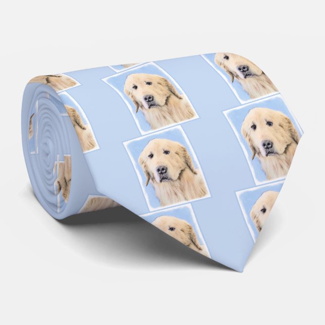 Corbata Pintura de Golden Retriever - Cute original Dog Ar (Enrollado)