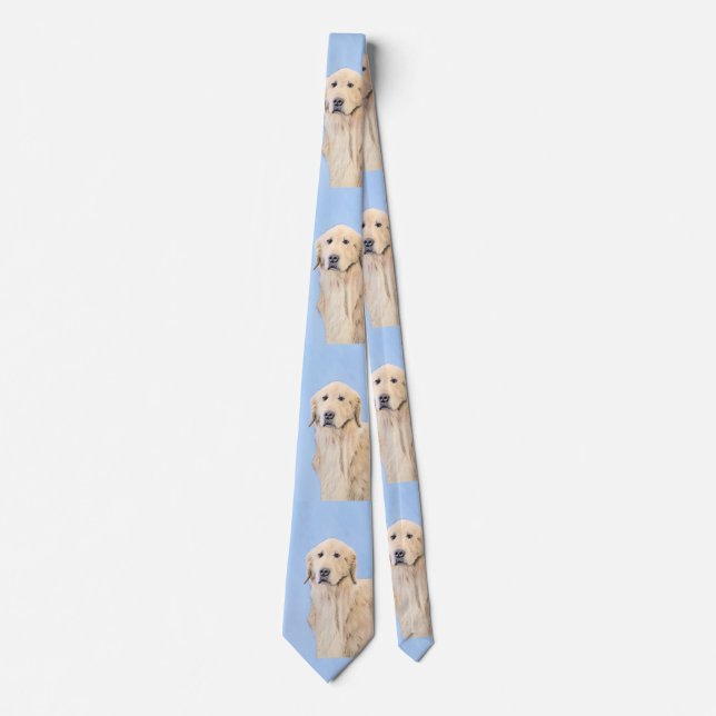 Corbata Pintura de Golden Retriever - Cute original Dog Ar (Anverso)