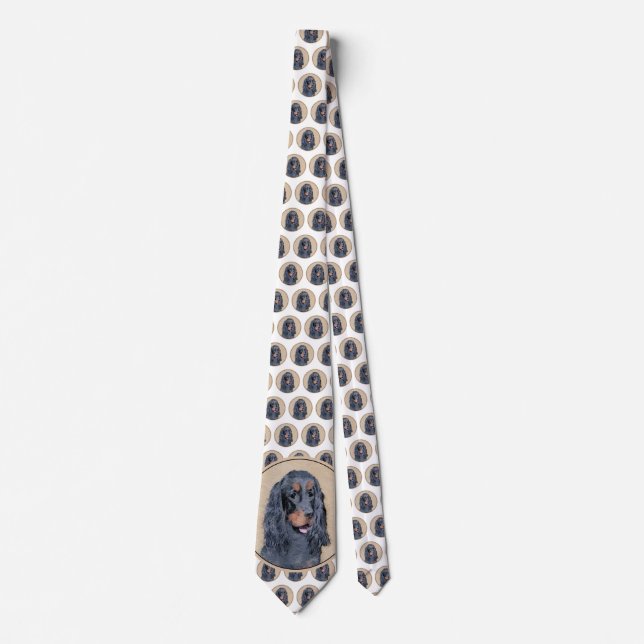 Corbata Pintura de Gordon Setter - Arte de Perro Original. (Anverso)