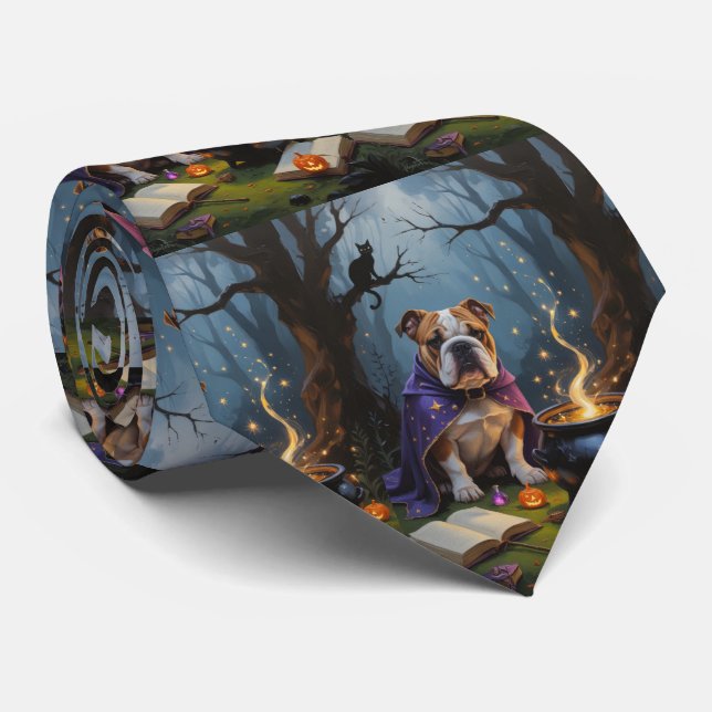 Corbata Pintura de Halloween bulldog (Enrollado)