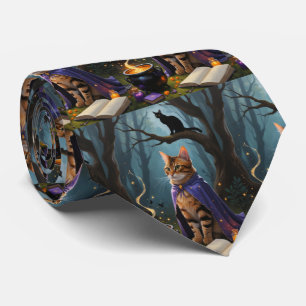 Corbata Pintura de Halloween con gatos bengalíes