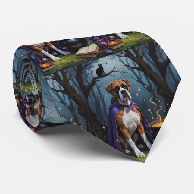 Corbata Pintura de Halloween de Boxer Dog (Enrollado)