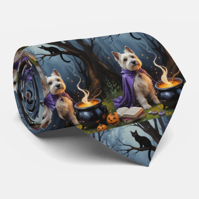 Corbata Pintura de halloween de Cairn Terrier Dog (Enrollado)