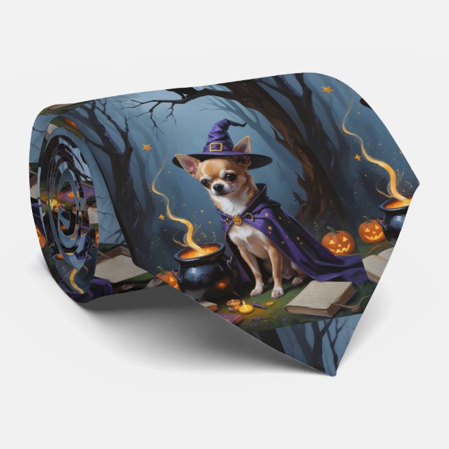 Corbata Pintura de Halloween de Chihuahua Dog (Enrollado)