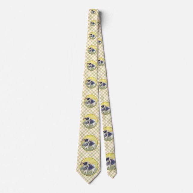 Corbata Pintura de Keeshond Aspen - Arte Perro Original Cu (Anverso)