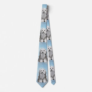 Corbata Pintura de Lowchen - Arte de perro original muy li