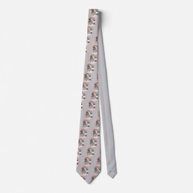Corbata Pintura de pájaro de madera roja (Anverso)