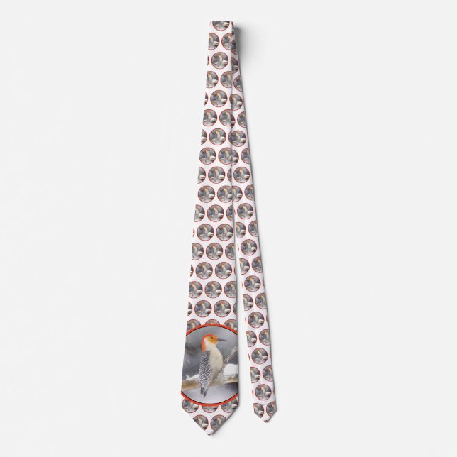 Corbata Pintura de pájaro de madera roja (Anverso)