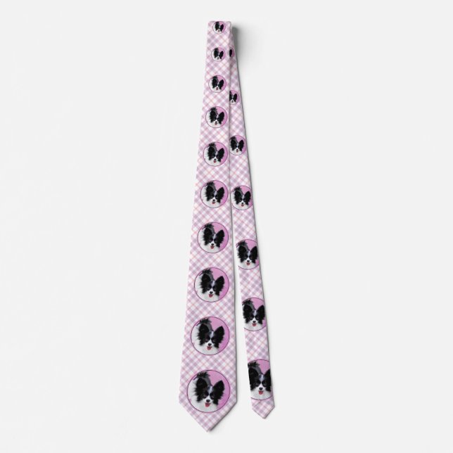 Corbata Pintura de Papillon (blanco y negro) - Arte de per (Anverso)