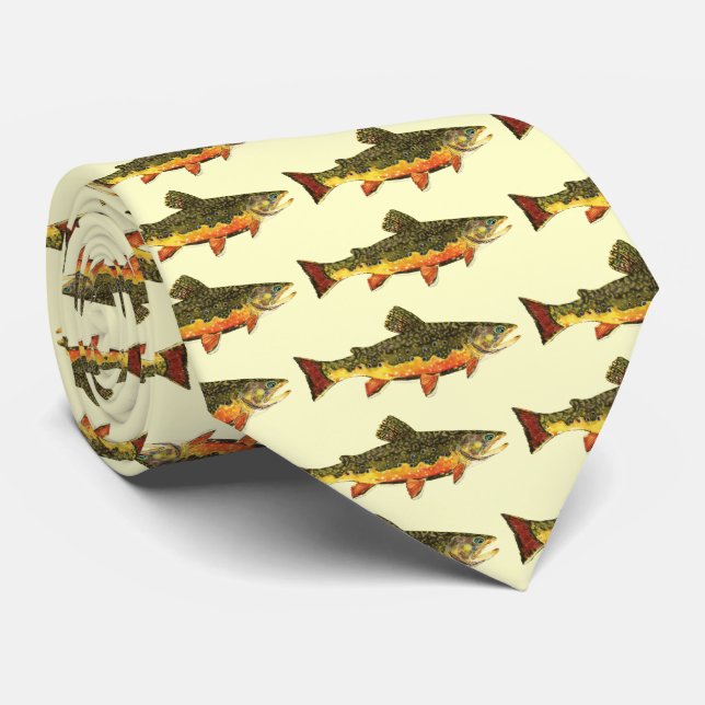 Corbata Pintura de peces de trucha rota (Enrollado)