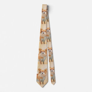 Corbata Pintura de Perro Chihuahua de Pelo Largo Arte Orig