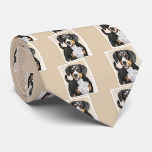 Corbata Pintura de perro de la montaña Entlebucher - Arte