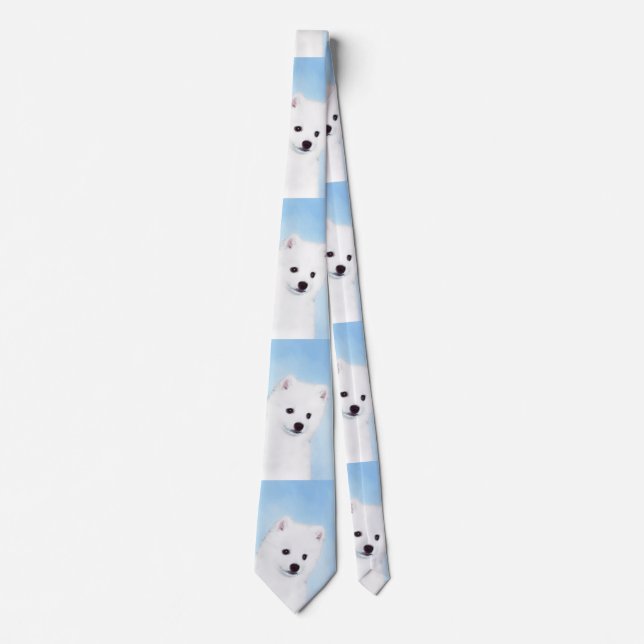 Corbata Pintura de perro esquimal americano - Arte de perr (Anverso)