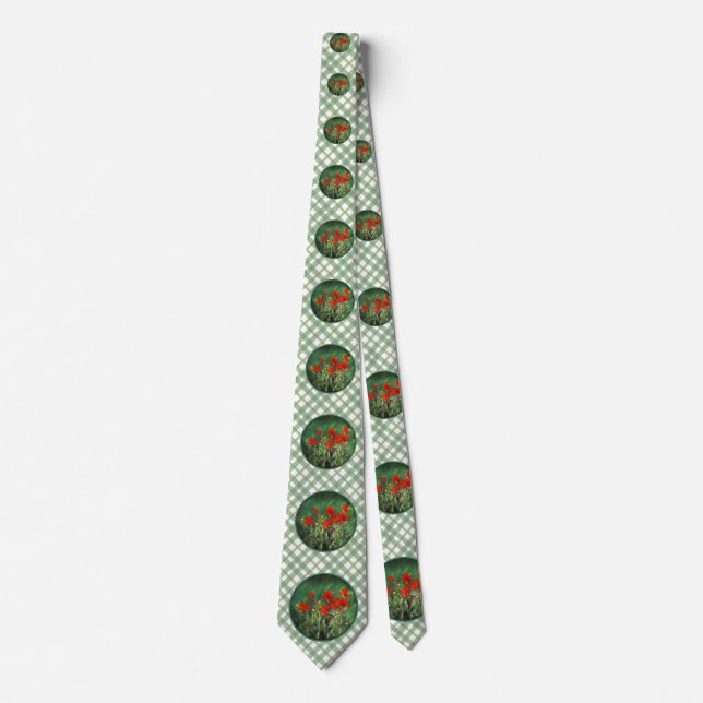 Corbata Pintura de pincel indio - Arte de flores original (Anverso)