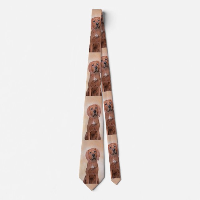 Corbata Pintura de Redbone Coonhound - Arte original y lin (Anverso)