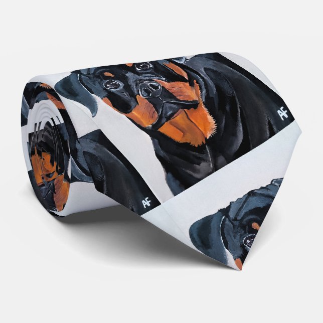 Corbata Pintura de Rottweiler de Alfred Fox (Enrollado)