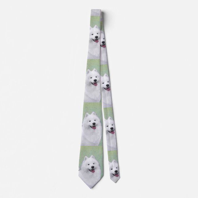 Corbata Pintura de Samoyedo - Arte de Perro Original Lindo (Anverso)