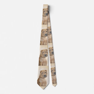 Corbata Pintura de Shar Pei - arte original lindo del