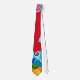 Corbata Pintura De Swirl Retro Colorida Resumen De Arte