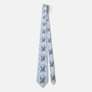 Corbata Pintura de Vallhund Sueca - Arte Perro Original Cu