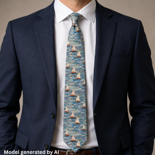 Corbata Pintura elegante de barco de vela - Estética náuti