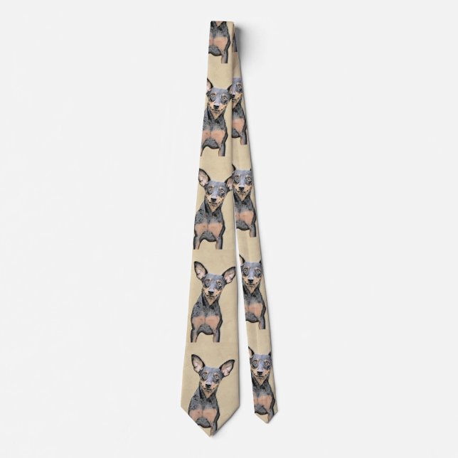 Corbata Pintura en miniatura de Pinscher Cute arte origina (Anverso)