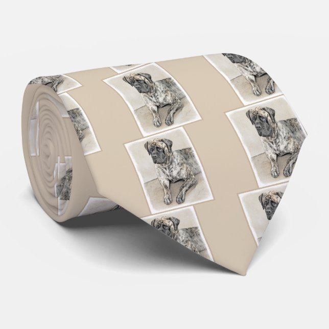 Corbata Pintura inglesa de castiff (Brindle) - Arte de per (Enrollado)