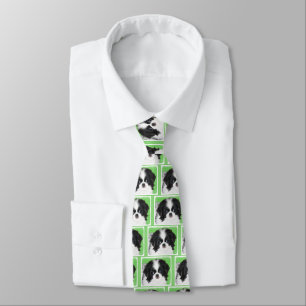 Corbata Pintura japonesa de cachorro con chin - Arte origi