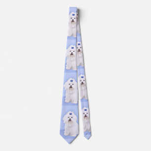 Corbata Pintura maltesa - Arte de perro original muy lindo
