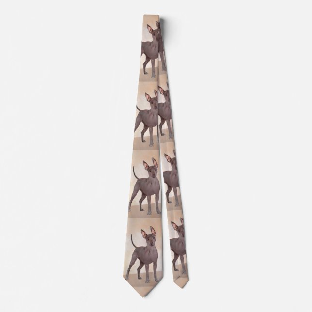 Corbata Pintura Xoloitzcuintli - Arte Perro Original Cuto (Anverso)