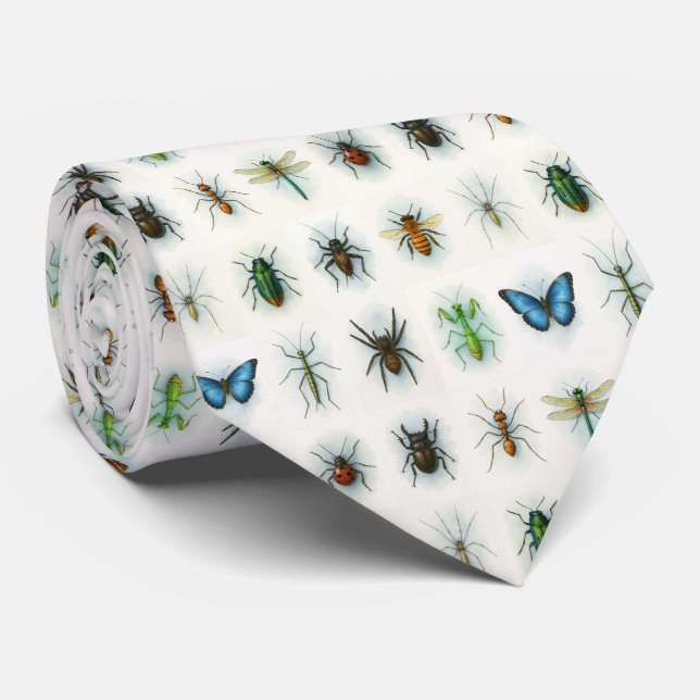Corbata Pinturas de acuarela de colección de insectos arte (Enrollado)
