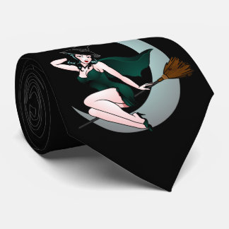 Corbata Pinup Chica Tie 50's Witchy Pinup Halloween Neckti