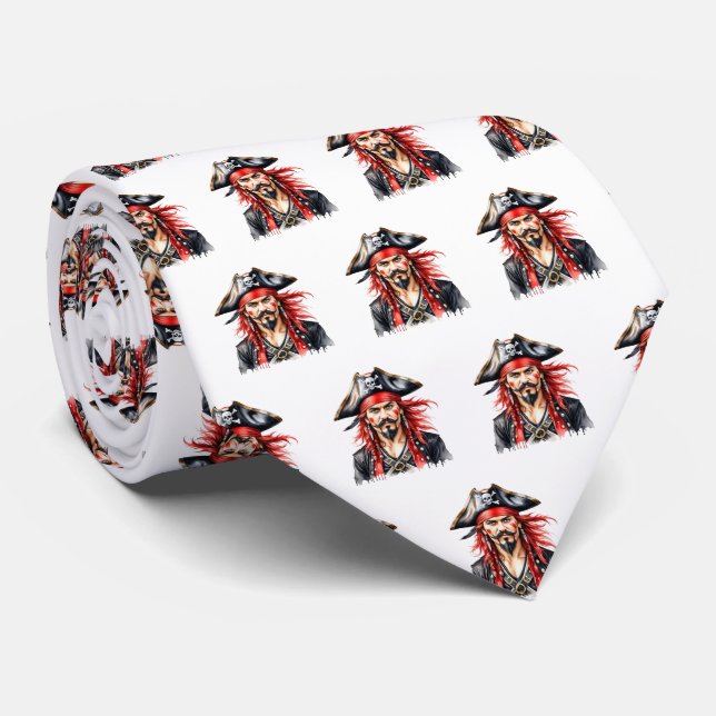 Corbata Piratas mascota Necktie del deporte en blanco (Enrollado)