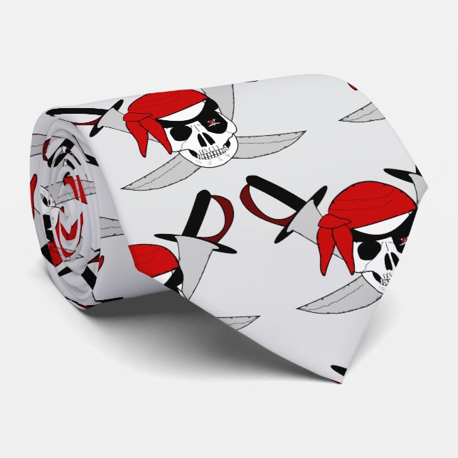 Corbata Pirate Skull And Swords Design (Enrollado)