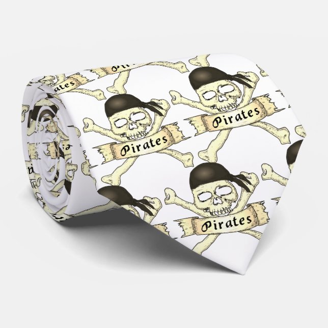 Corbata Pirates Team Mascot Fútbol Béisbol (Enrollado)