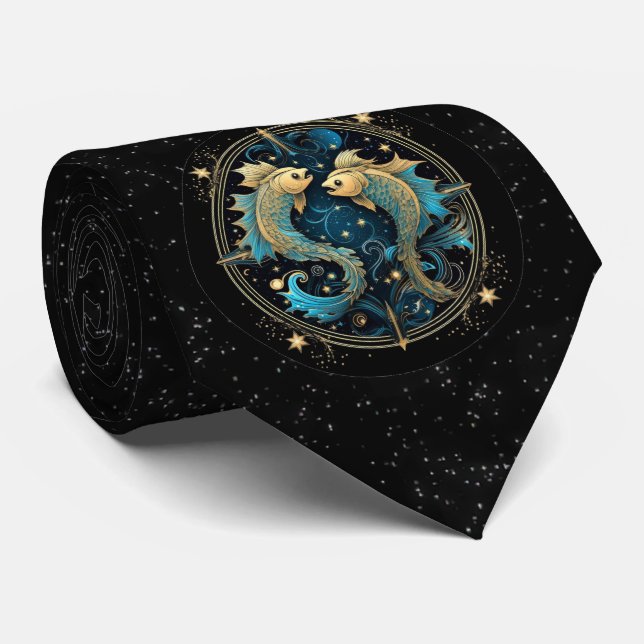 Corbata Pisces Rótulo Astrológico Zodiac Necesario (Enrollado)